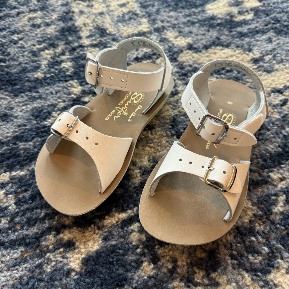 White Salt Water Sun-San Surfer Sandals